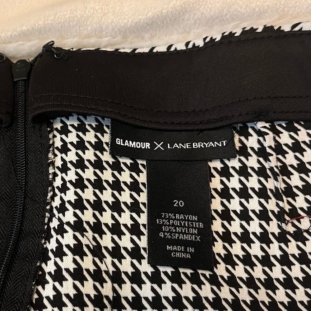Glamour x Lane Bryant Sz 20 Black White Houndstooth Asymmetric Office Skirt - Picture 9 of 9
